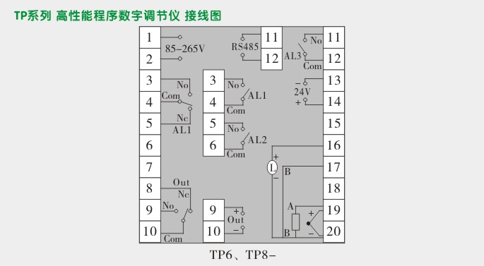 程序调节器,TP6数字调节仪接线图 程序调节器,TP6数字调节仪接线图